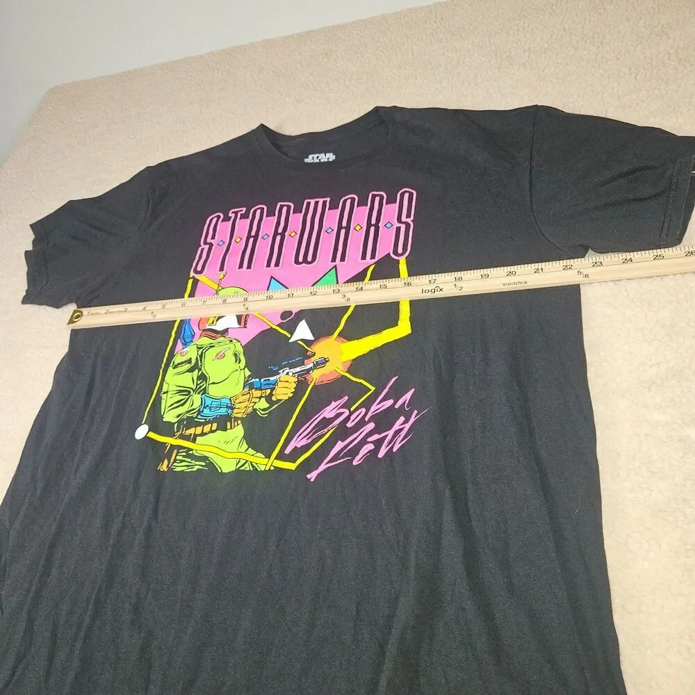 Star Wars Boba Fett T Shirt XL Black Fifth Sun Neon Graphic Retro 80s Style Mens
